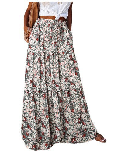 Bohemian Style Loose Casual High Waist Long Skirt