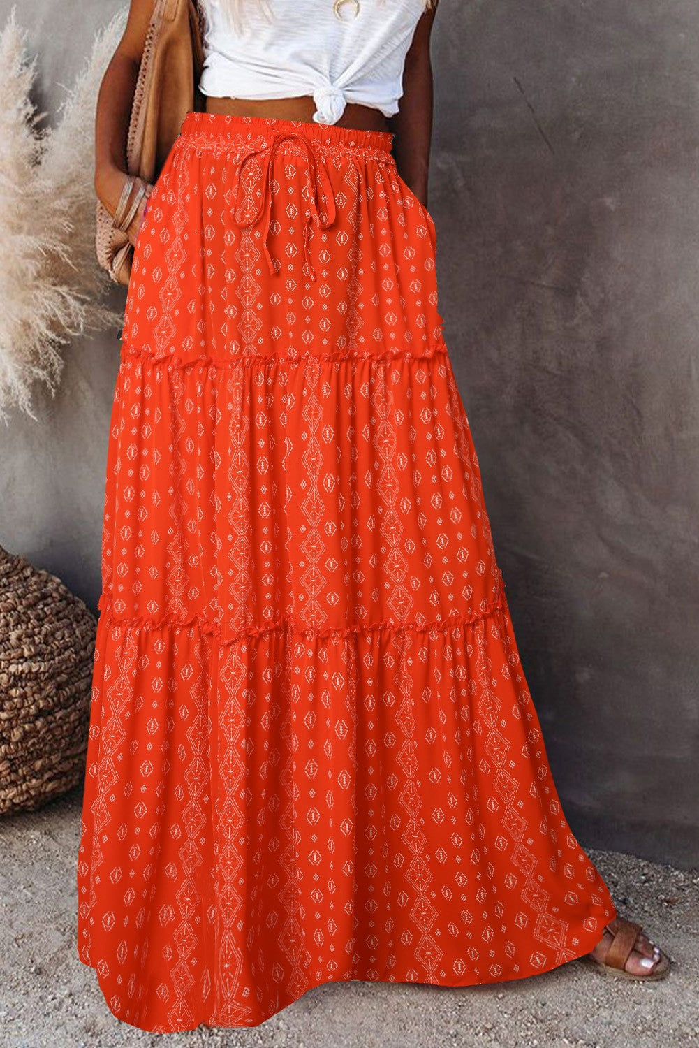 Bohemian Style Loose Casual High Waist Long Skirt