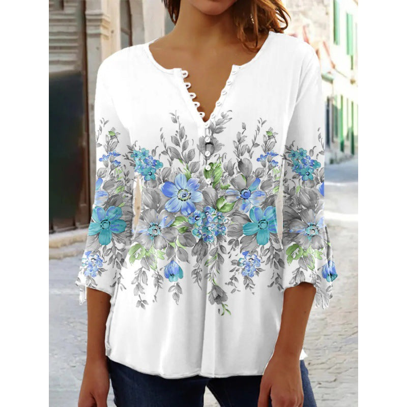 Summer Fashion Ruili Flower Print Top