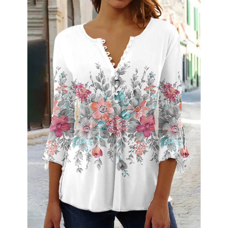 Summer Fashion Ruili Flower Print Top