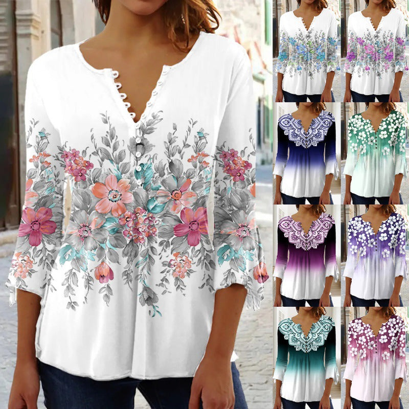 Summer Fashion Ruili Flower Print Top