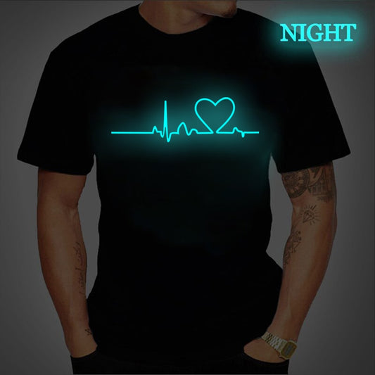 2020 New Men Tshirt Luminous Love Printed Tops Tees Summer T Shirt for Women Men Shirts Short Sleeve Homens T Shirt Men Clothing